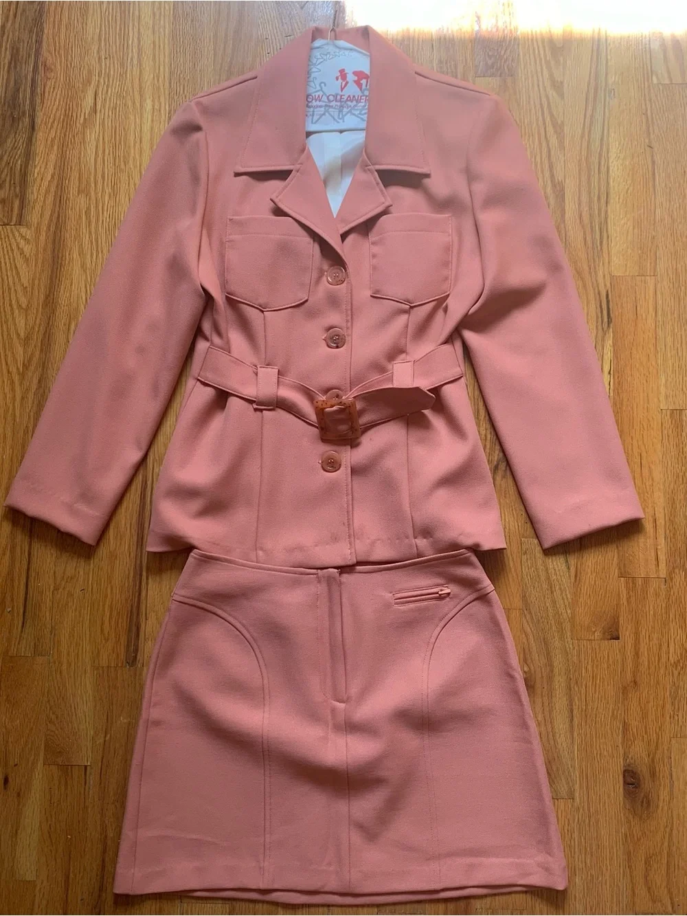 Vintage 90s retro XOXO peachy pink skirt and jacket set size 5 or medium